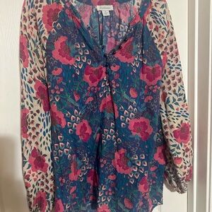 Sundance Blue and Pink Floral Blouse